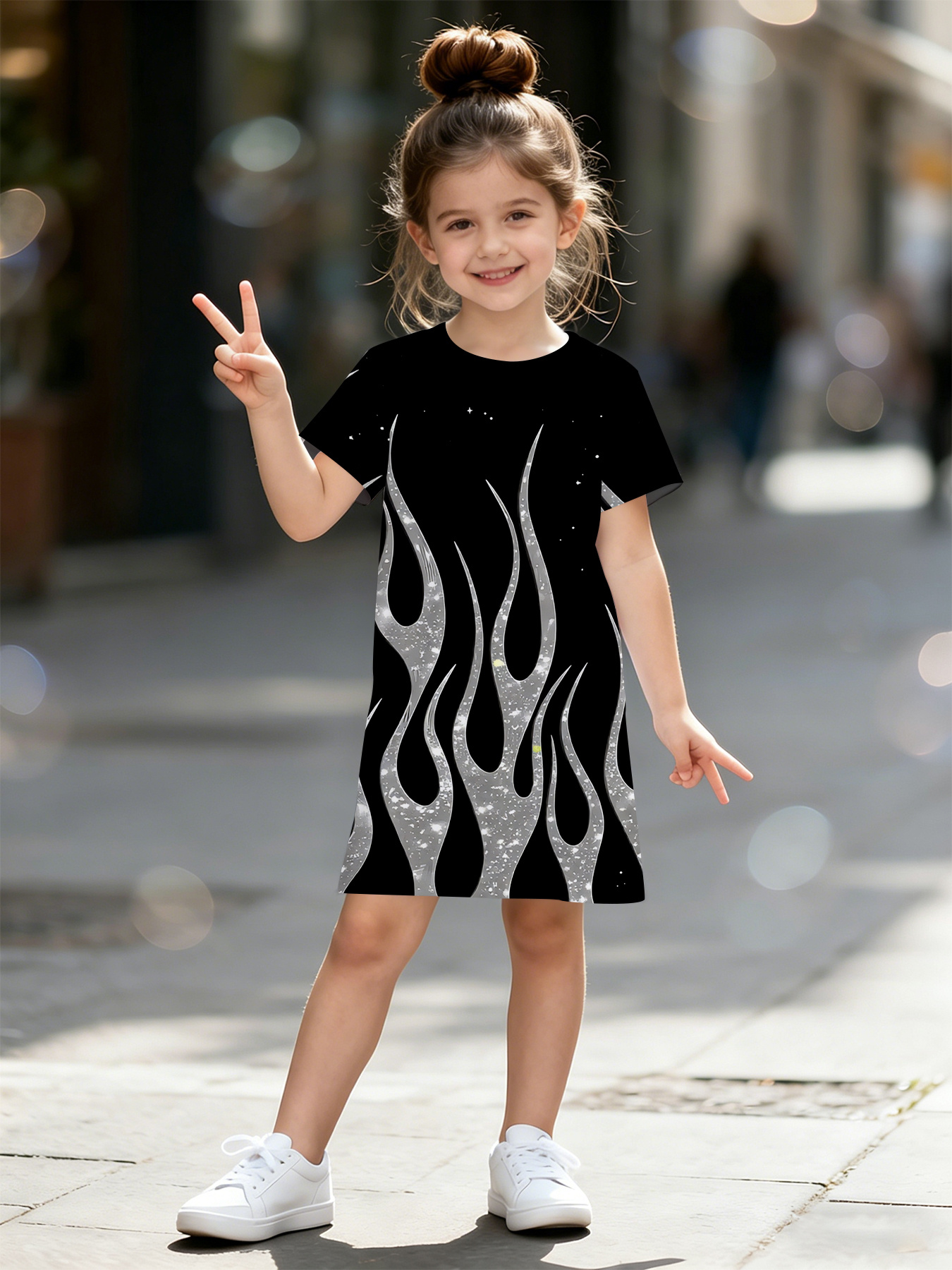girls silver dress OshKosh B'gosh Toddler Girls' Shimmer shoulder neckline with transversal panels at the top silver dress for girls sold