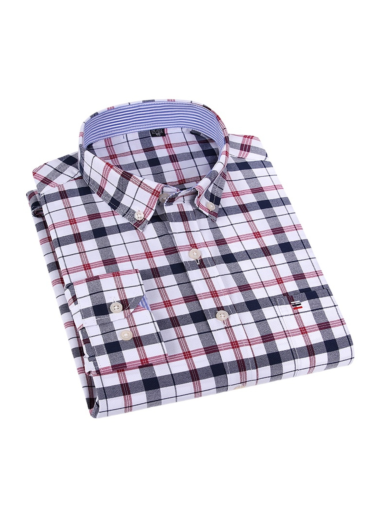 A Set of Three Pure Long-Sleeve Oxford Shirts with Embroidered Pockets on The Chest, Essential for Business Casual Outings, Suitable for Various Occasions, Available in Multiple Styles