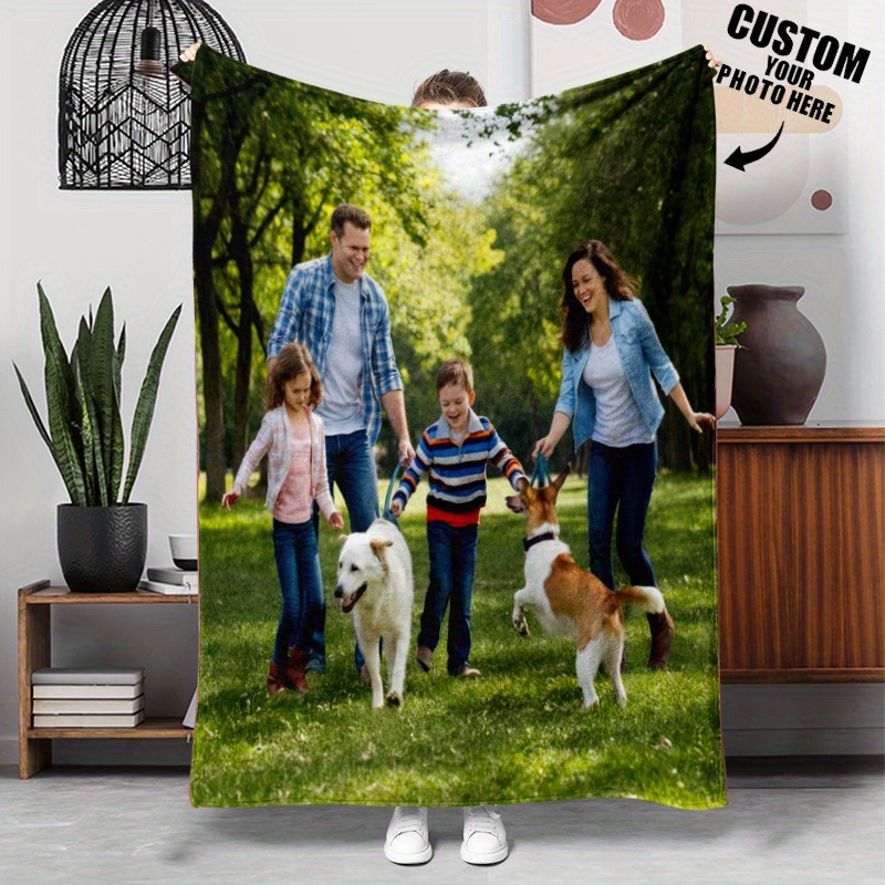 TEMU 1pc Custom Blanket With Picture, Personalized Blanket, Durable Material, Soft Flannel Throw - Birthday, Anniversary, Couples, Pet-themed -