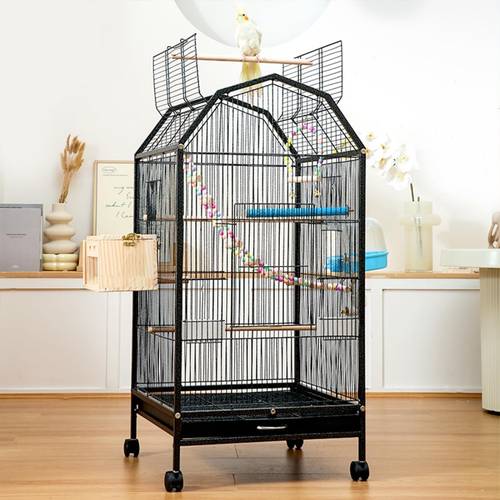 harvestts 40inch large bird cage suitable for parrots with rolling wheels open wood base birdcage for cockatiels conures budgies flight cage for pet