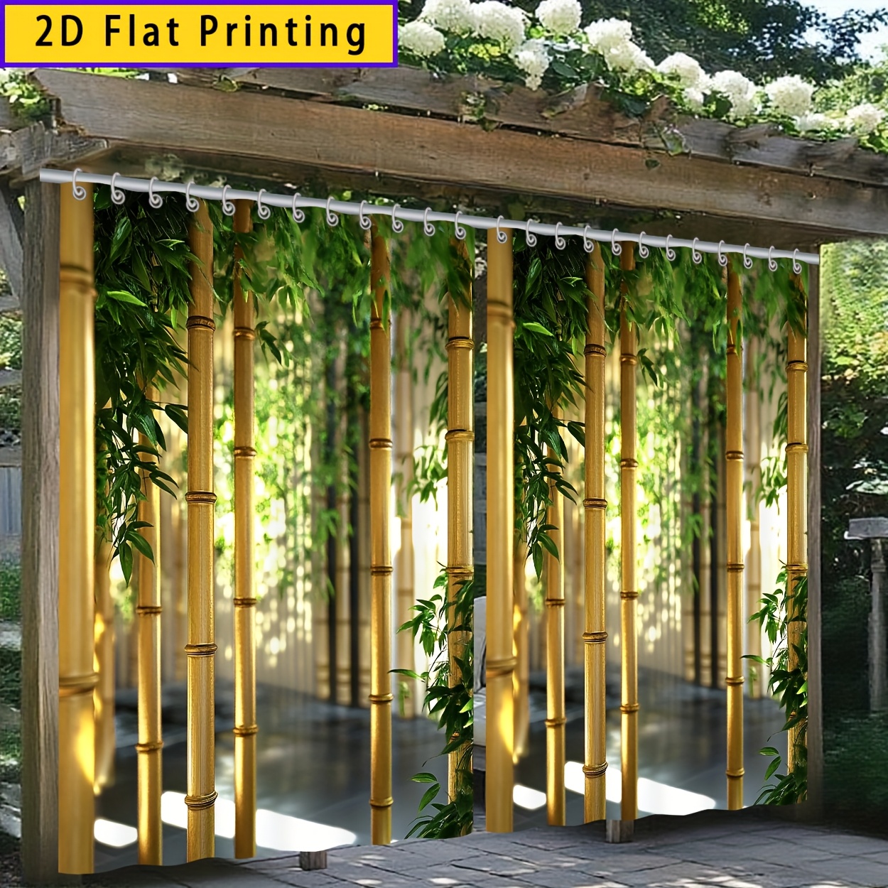 2pcs 2d printed 180x180cm 70 87x70 87in 180x180cm 70 87x70 87in outdoor curtains   forest scenery anime   polyester blackout curtains for courtyard garden   terrace balcony garage door machine washable