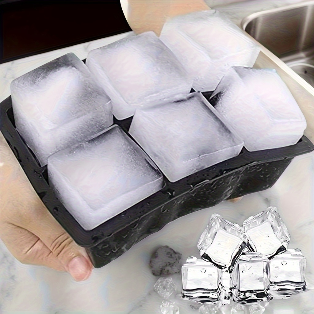 6 compartment large silicone ice mold food grade square ice cubes suitable for cocktails beverages parties and barbecues durable and easy to release freezer safe ice tray