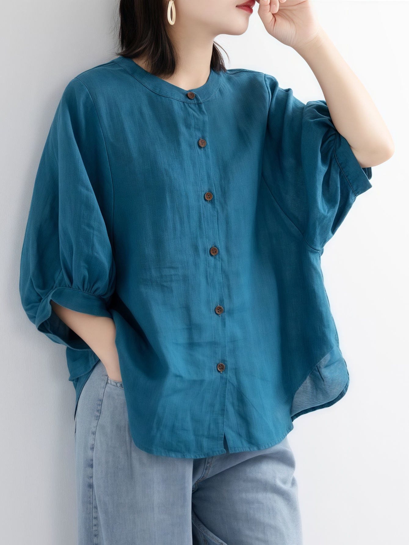 Lantern Sleeves Blouse Women's Casual Shirts Blouses Women's