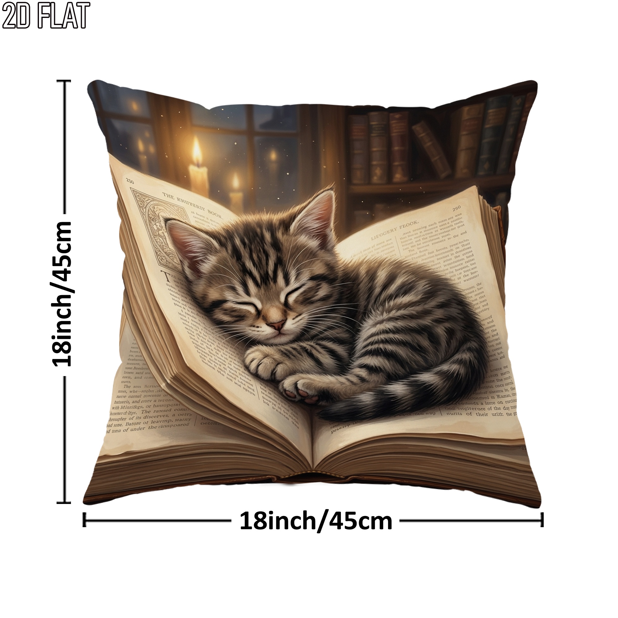TEMU Housse de coussin plate 2D 1pc Pâques Noël Chat dormant Coussin Décoratif Marron Beige Imprimé sur un pour Salon Chambre Lit Décor de canapé