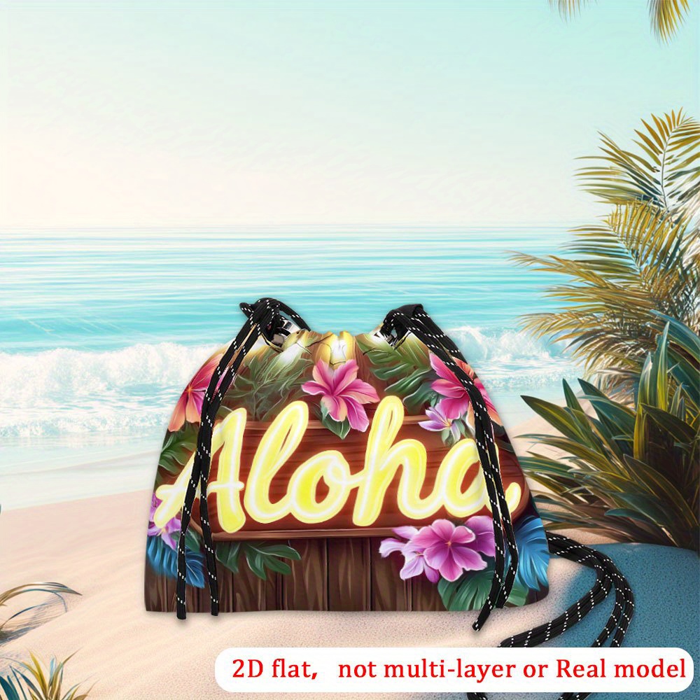 E-shop Damens Hawaii--Umhängetasche – Leichte Kordelzugtasche mit Aloha-Print, Schnelltrocknendes Polyester für Strand, Urlaub & Geburtstagsfeiern –