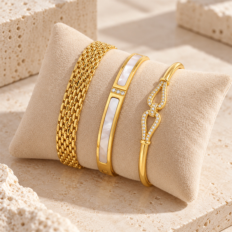Textured Wrist Stack Bracelet Set, Mixed Textures