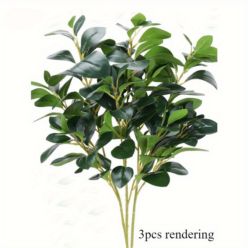 Image of 3pcs Realistic Artificial Eucalyptus & Pepomia Leaves Stems - Lifelike Faux Greenery For Home/office/outdoor Decor - Perfect For Holidays (mother's/father's Day, Thanksgiving)