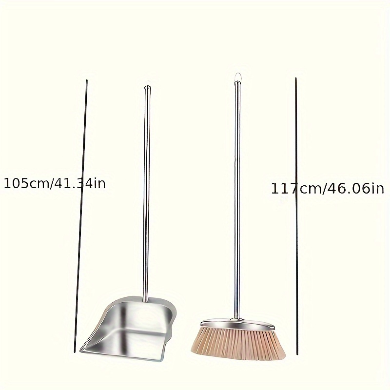 durable stainless steel broom and dustpan set with slant     cleaning combo for home office and school   hard floor surface practical cleaning tools modern broom design stainless steel construction broom and dustpan set Product details 6
