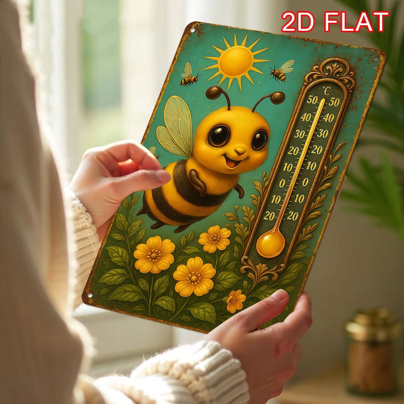 TEMU Art mural plat 2D - Art mural en fer de style rétro 2D sur le thème des d'été, mesurant 20×30 cm (8×12 pouces). Convient pour les salons,