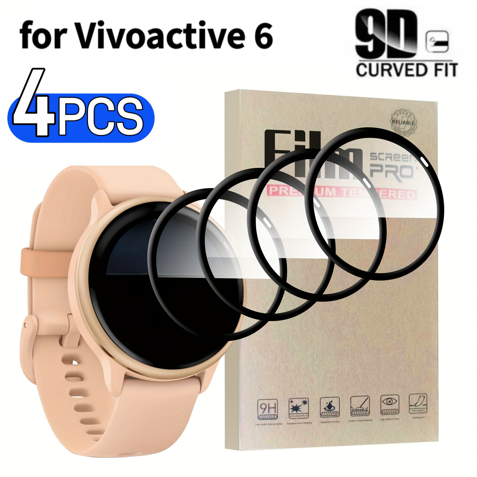 TEMU 4pcs 6 Composite Material Soft Screen Protector Film, , , Smartwatch Screen Protector, Accessory