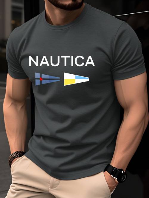 100 cotton mens t shirt summer short sleeve lightweight top fashionable fit round neck breathable and comfortable versatile simple letter print with geometric