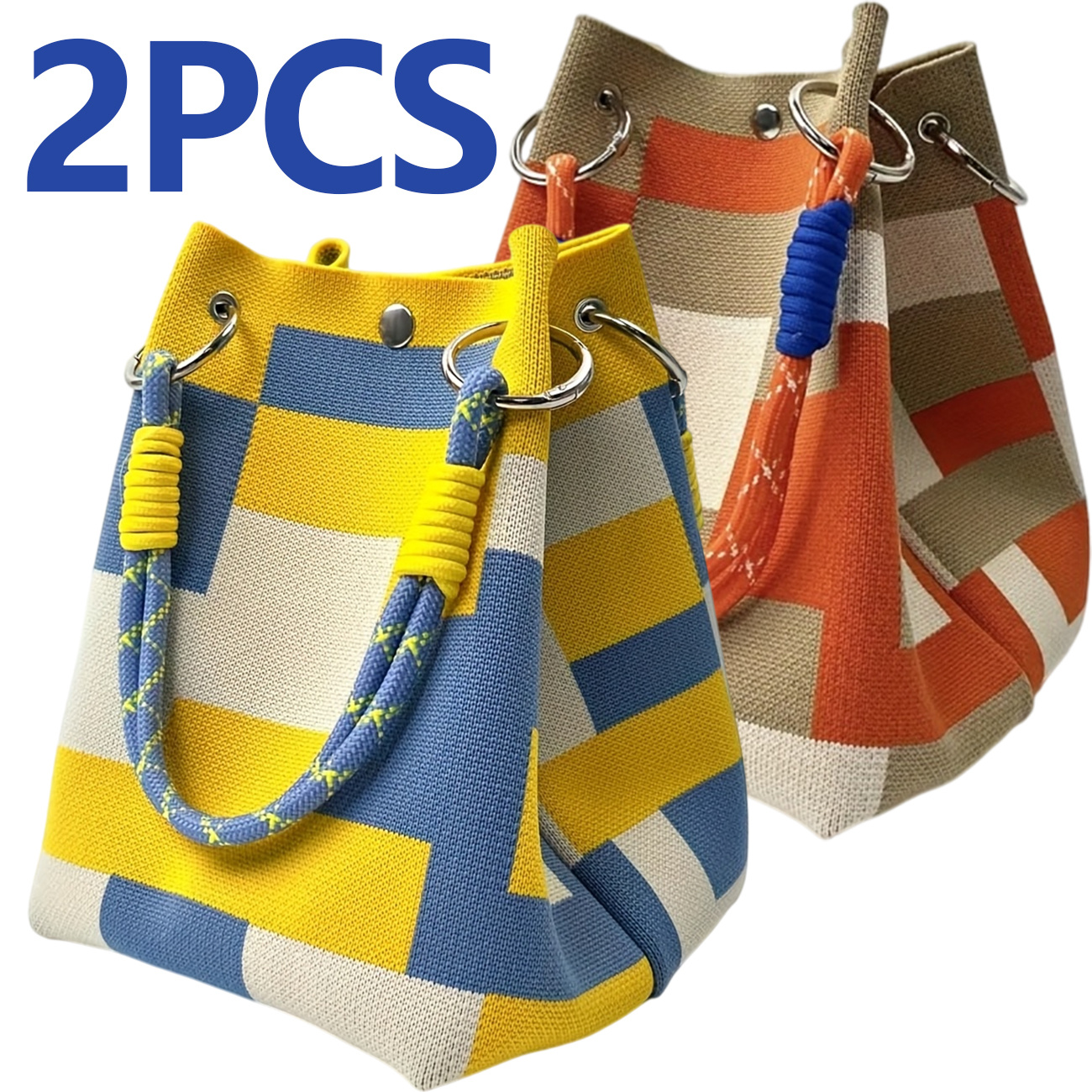 TEMU 2pcs Korean Bucket Bag - Lightweight Handbag, Fashionable And Convenient Hand Carry Bag Suitable For Outing, Vacation, And Shopping, 5 Colors :