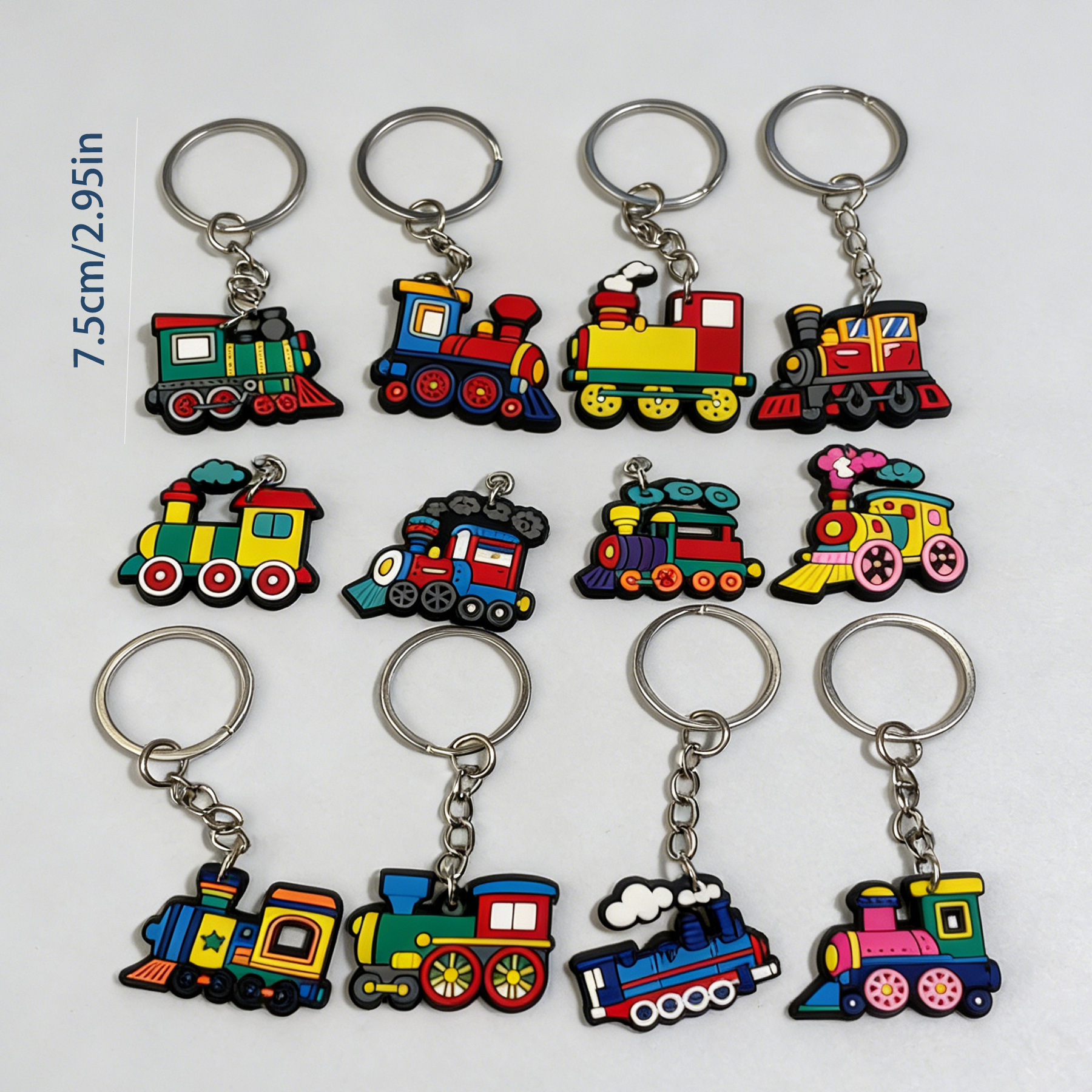 TEMU Lot de 12 pendentifs porte-clés sur le thème du train, adaptés aux accessoires de sac et aux petits cadeaux porte-clés de voiture. Porte--clés