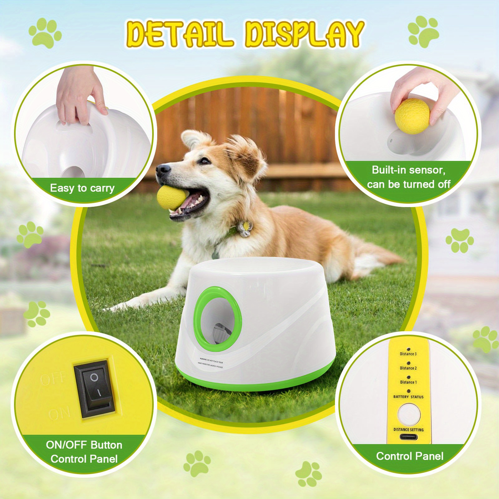 automatic dog ball launcher with operation foam tennis balls suitable for small medium dogs thrower toy 3 balls included for outdoor play training interactive puzzle game for puppies and pets Product details 1