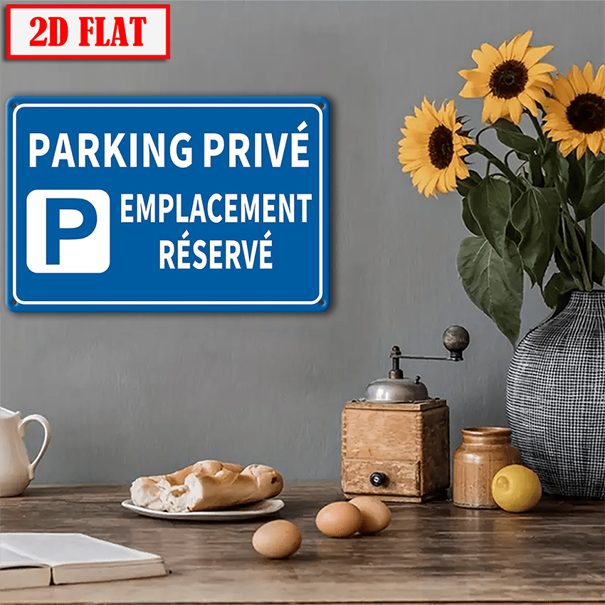 TEMU 2D Plat - 1pc Panneau de Stationnement Privé en Aluminium - 20.32X30.48 Cm, Étanche & aux UV, Intérieur/Extérieur, Montage Mural, Idéal pour