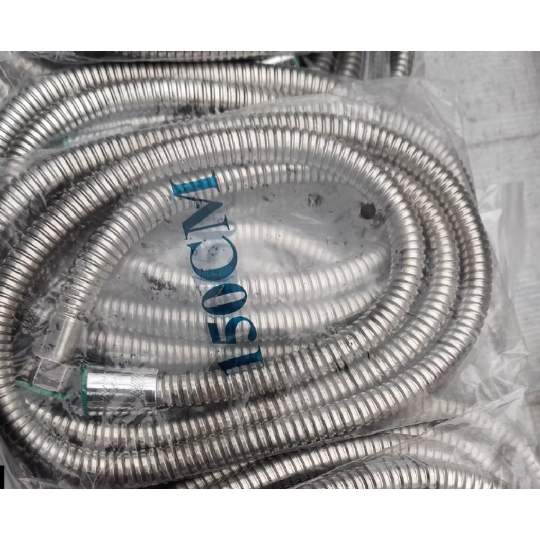 TEMU 1pc Silvery Stainless Steel Interface Bathroom Shower Hose, Bathroom Shower Head Hose Additions Universal, 59.06 Inch Length, G 1/2 Inner
