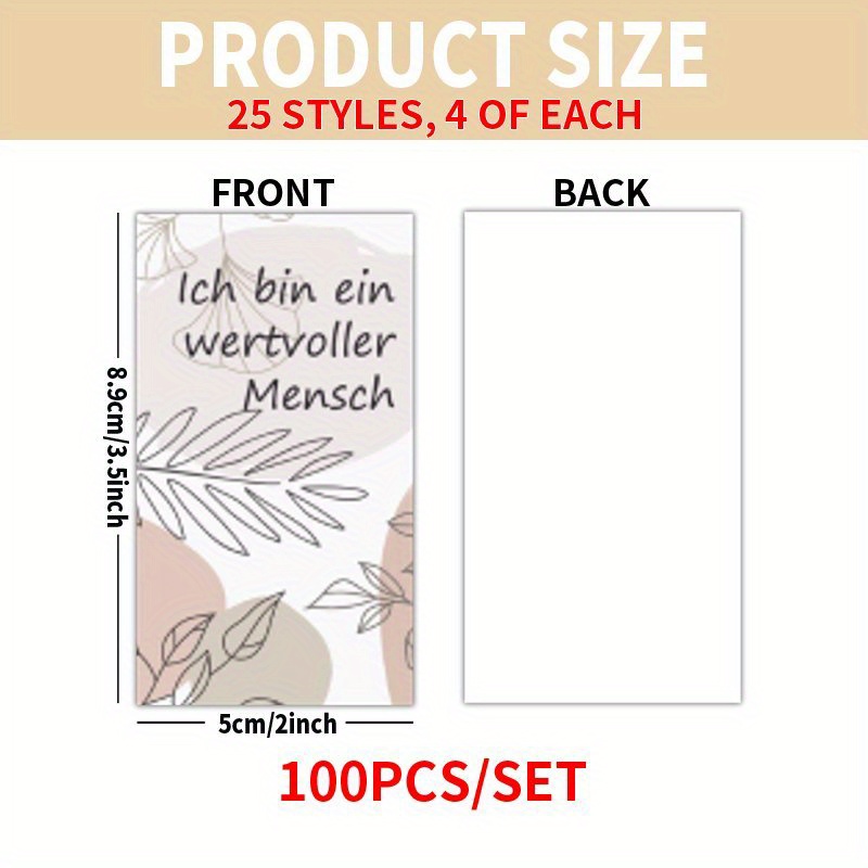 TEMU Set Of 100 Cards Featuring German Boho Inspirational Quotes, Perfect For , Family, Back-to-school, Mother's Day, Father's Day, And Birthday