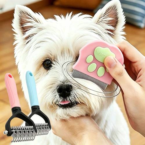 2 pack pet face grooming combs small curved flea tail cleaning brushes with rounded pins for dogs cats and rabbits ideal for detangling and removing