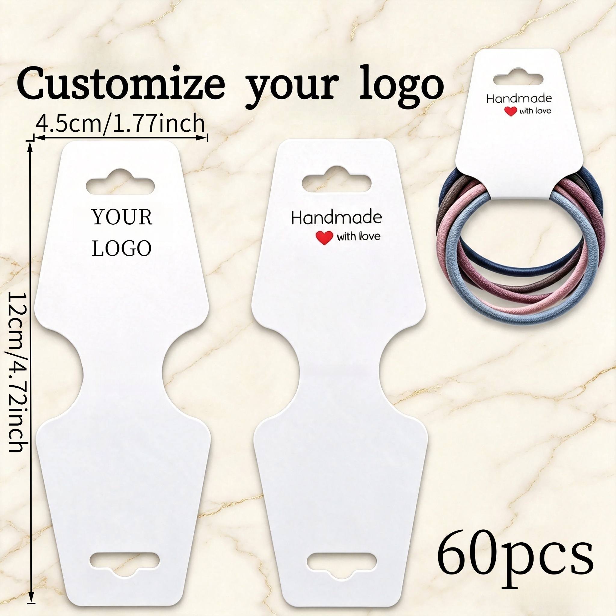 TEMU [customization] Custom Foldable Jewelry Card Paper Hair Tie Packaging Supplies, Customizable Logo And Picture, Suitable For Head Rope, Bracelet,