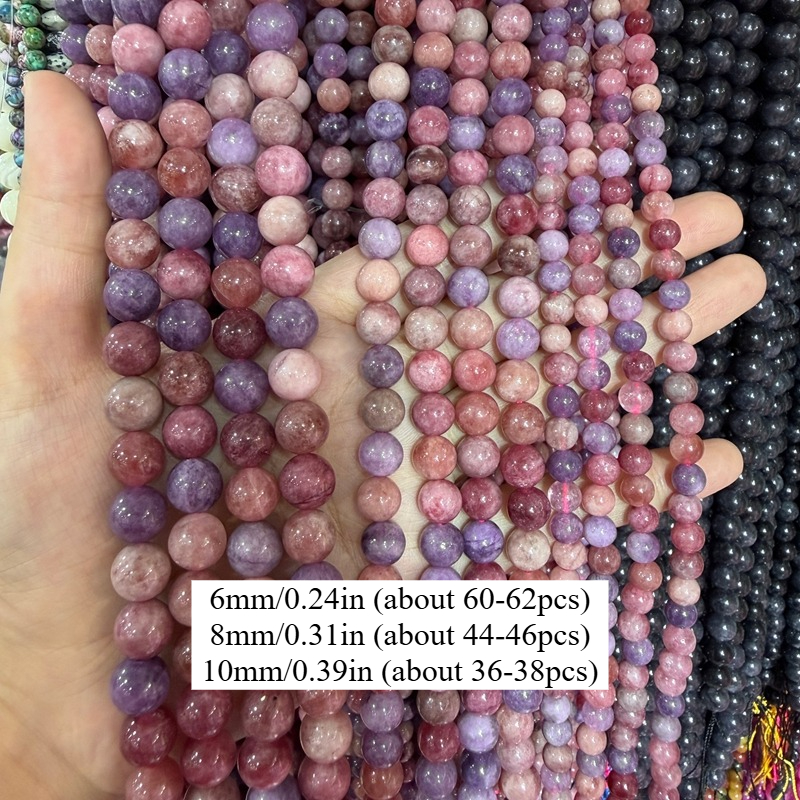 TEMU 6/8/10mm - Sizes, Natural Stone Smooth Round Beads For Versatile Bracelet Necklace Earrings Jewelry Making Craft Supplies