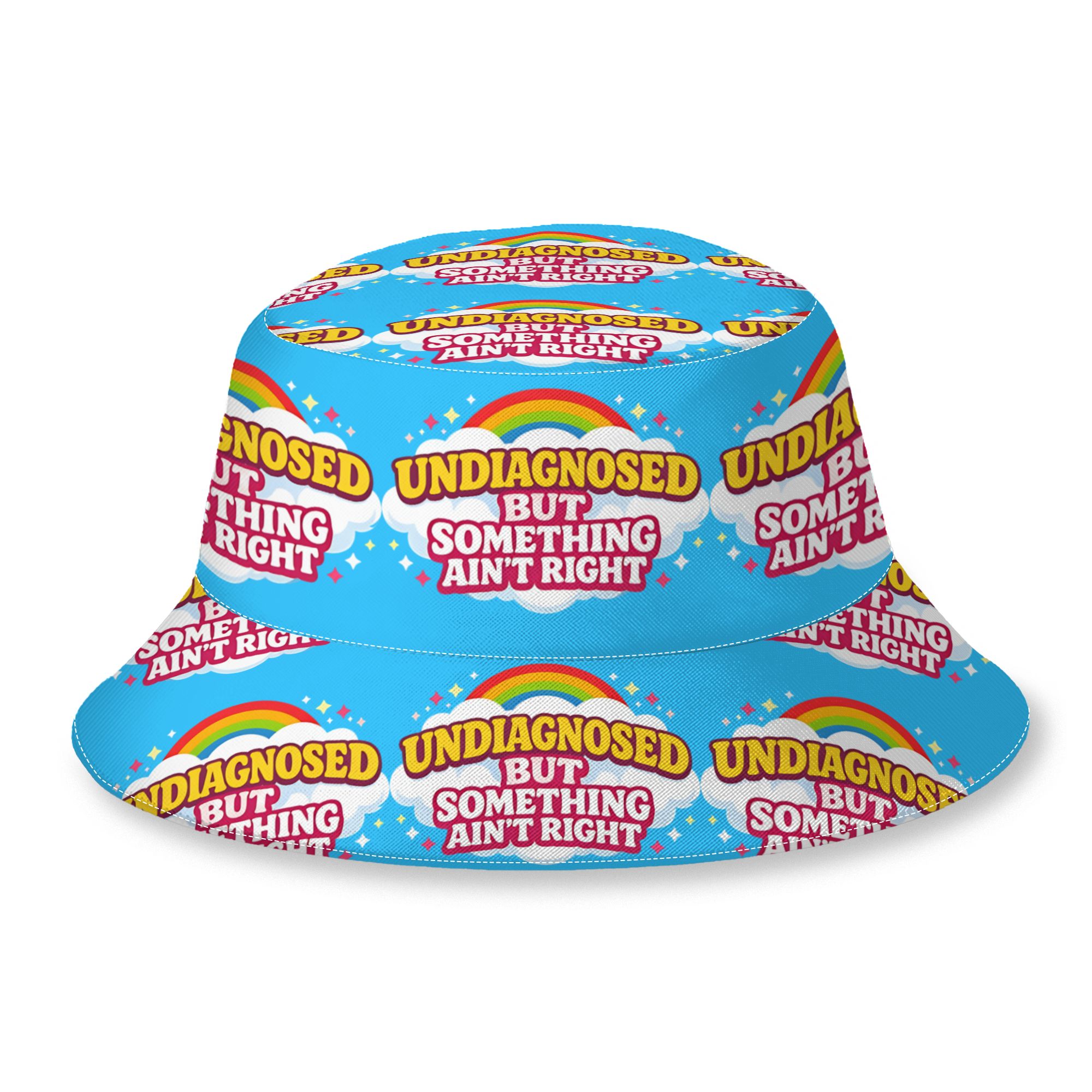TEMU Funny "undiagnosed But Something Ain't Right" Bucket Hat For - Novelty Mental Humor Cap, Outdoor Fishing Sun Hat With Quote, Suitable For