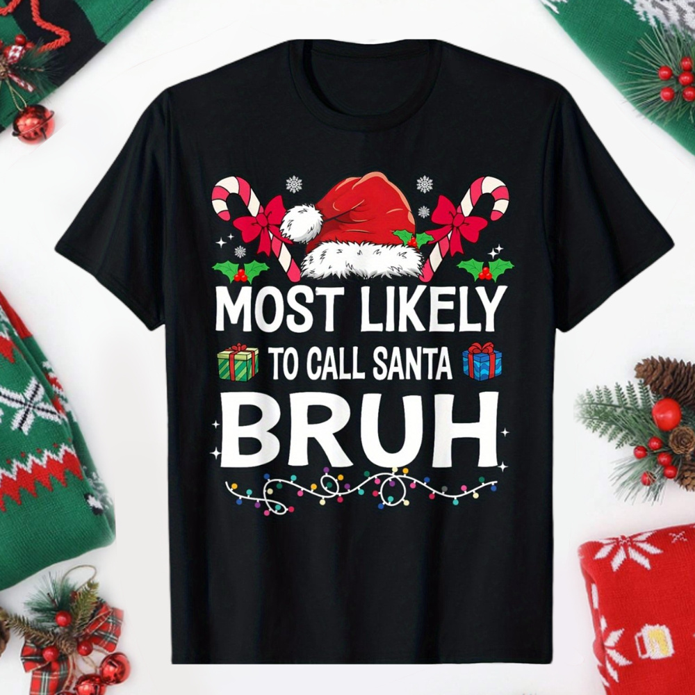 

Boy's Most To Call Santa Print Christmas T-shirt Round Neck Tees Tops Casual Comfy Clothes