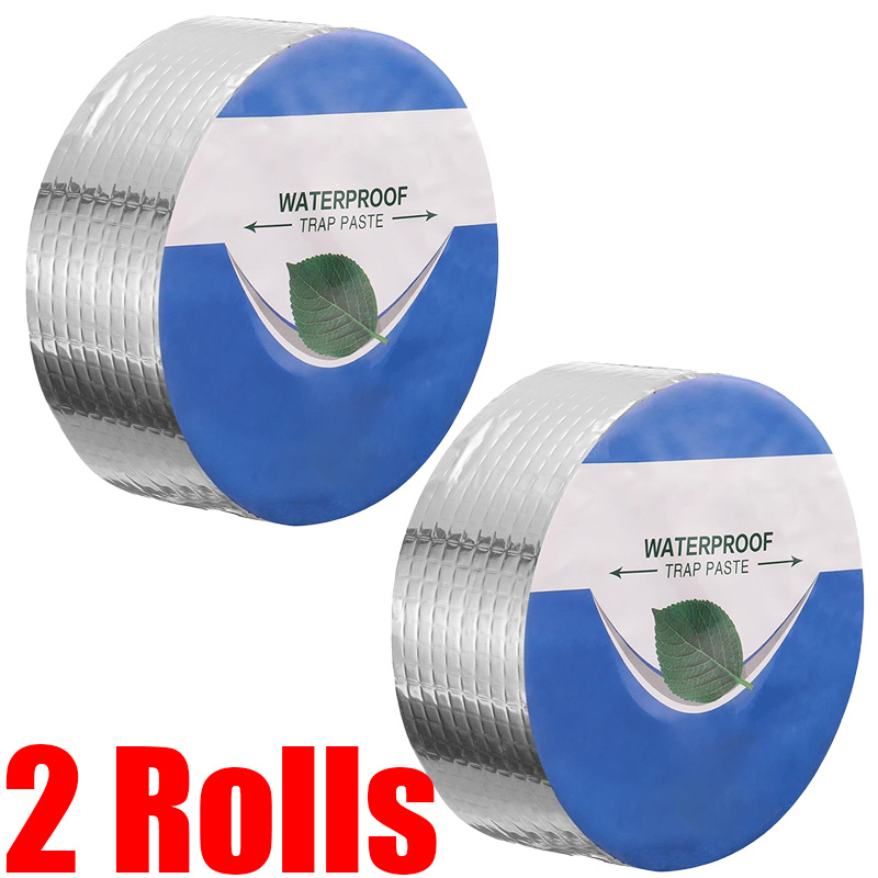 TEMU 2 Rolls Of Waterproof Tape, 1.97 Inches X 118 Inches - Durable Roof Sealer Butyl Tape, Waterproof For Roof Fixation, Gutter Sealing, And