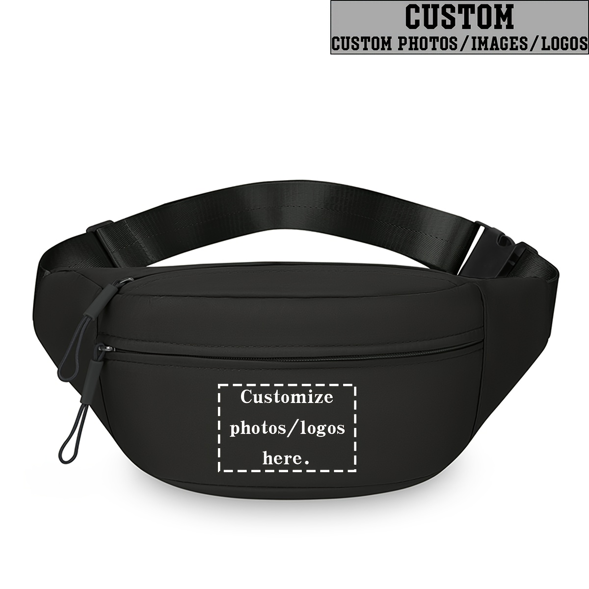 TEMU Riñonera con logo/ personalizado grabado - con foto/texto personalizado, correa ajustable, cremallera y , adecuada para ciclismo, gimnasio,