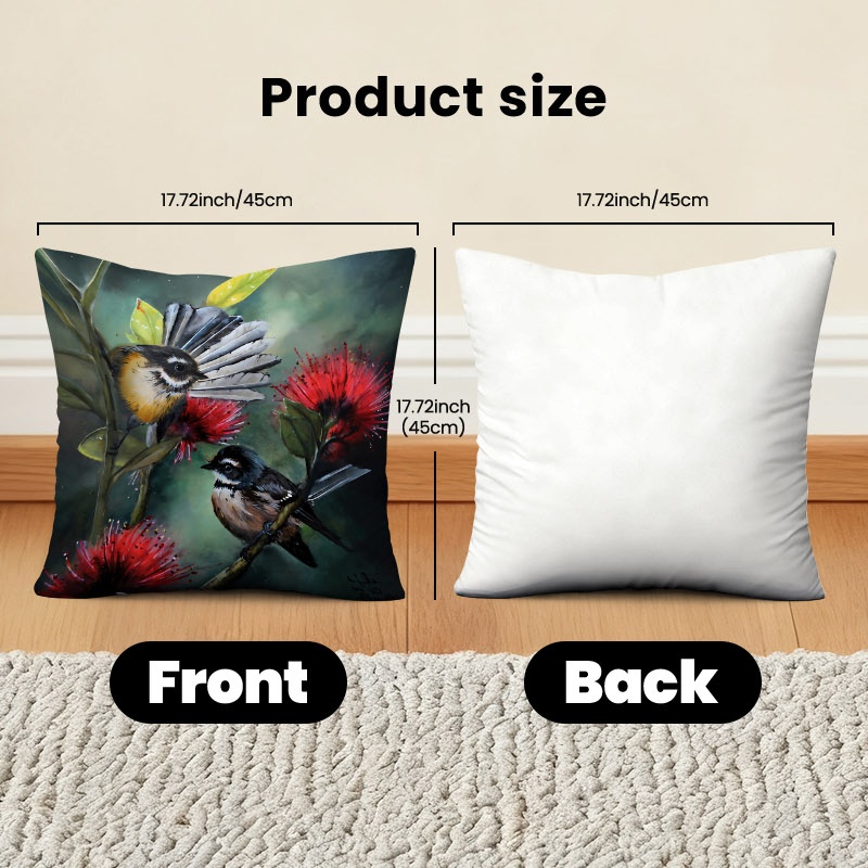 TEMU Charming New Zealand And Red Flower Print Pillow Cover, Single-sided Design With Multiple Specifications Available, Decor Accessory As A Sweet