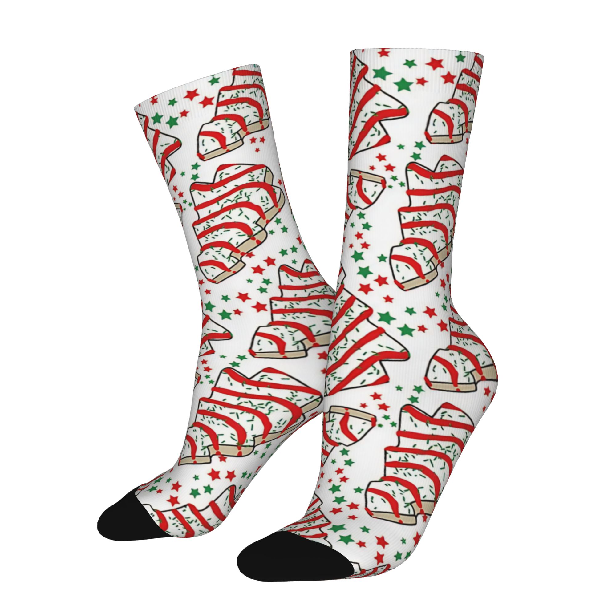TEMU 1 Pair Hip Hop Vintage Christmas Tree Crazy Men's Compression Socks Unisex Street Style Pattern Printed Funny Novelty , Mens Gifts Ideas