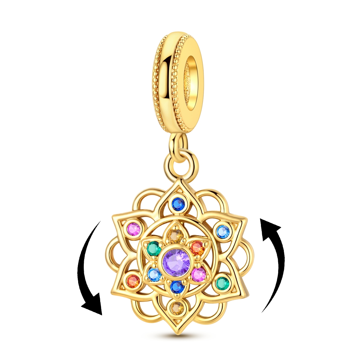 Golden Vintage 3D Lotus Pendant for Bracelets & Necklaces