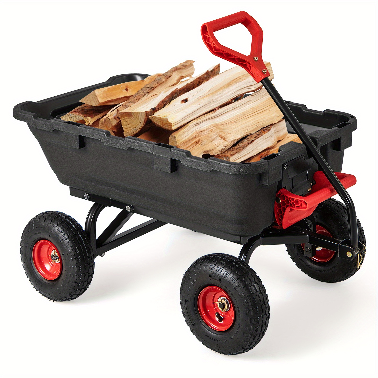 TEMU Costway Garden Dump Cart With Adjustable Handle And Quick Dump Design