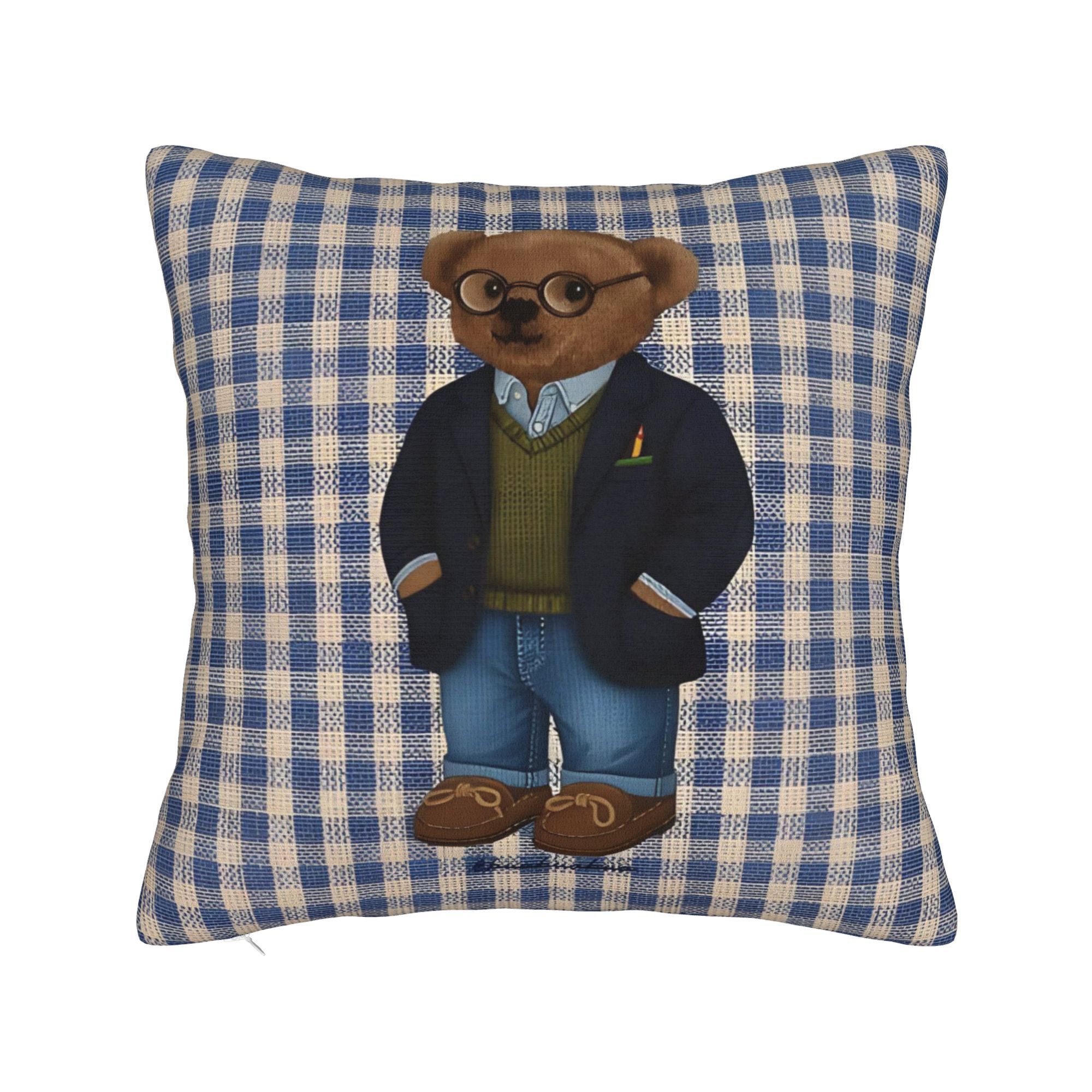 TEMU 1pc Pillowcase, Cute Teacher Polo2d Flat Print Pillowcase, Single-sided Printed Pattern, With Zipper Closure, Short Plush Cushion Cover, Machine