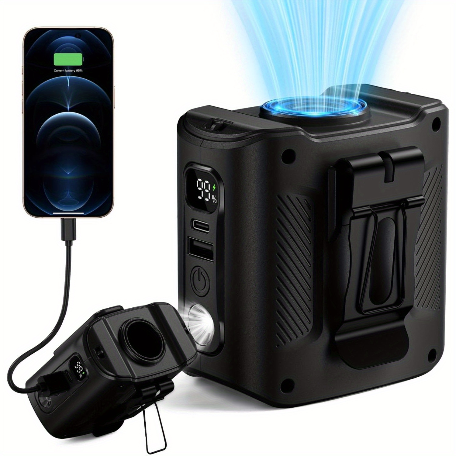 portable waist fan 10000mah rechargeabl with led display brushless motor shirt fan 5 for outdoor work cooling outdoor cooling fan lightweight fan fan durable abs plastic cooling Product details 3