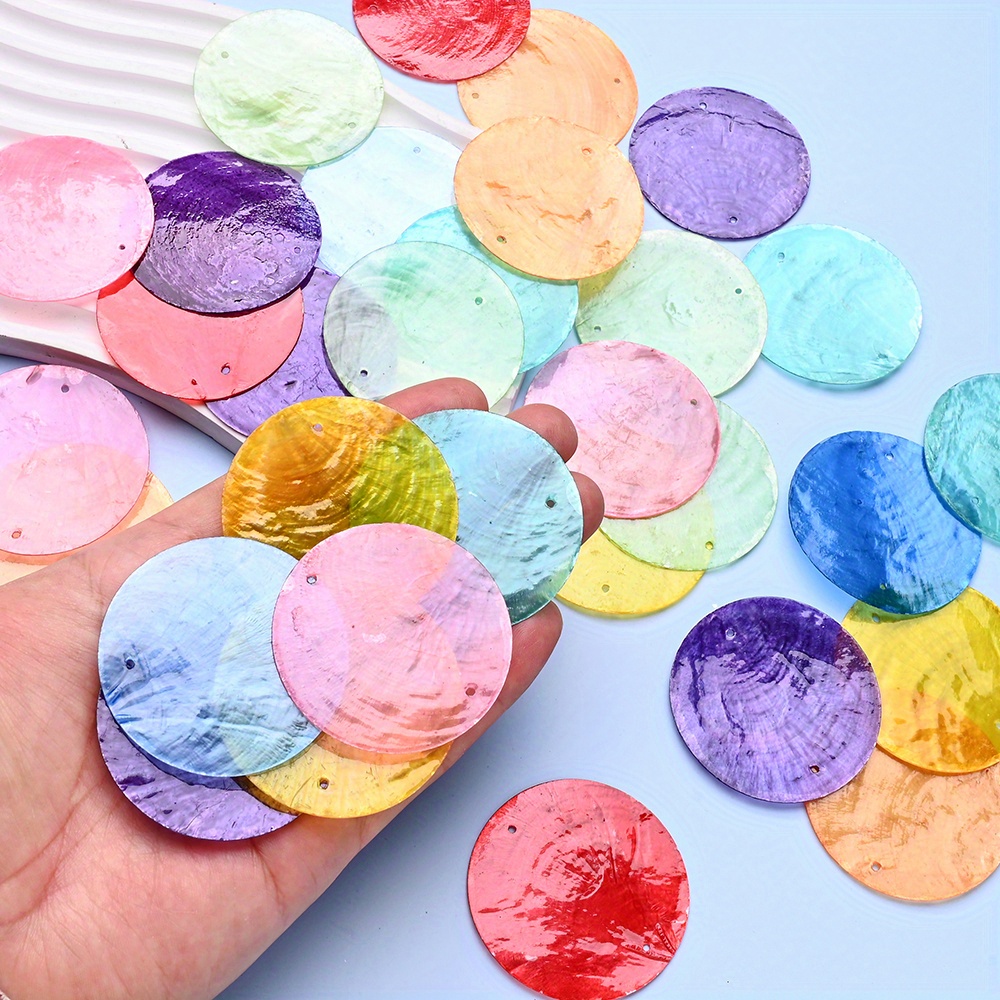E-shop 30 bunte Muschelperlen, jede 1,97 Zoll groß, mit doppelten Löchern. Diese natürlichen Muschel-Verbindungsperlen sind ideal für die Herstellung
