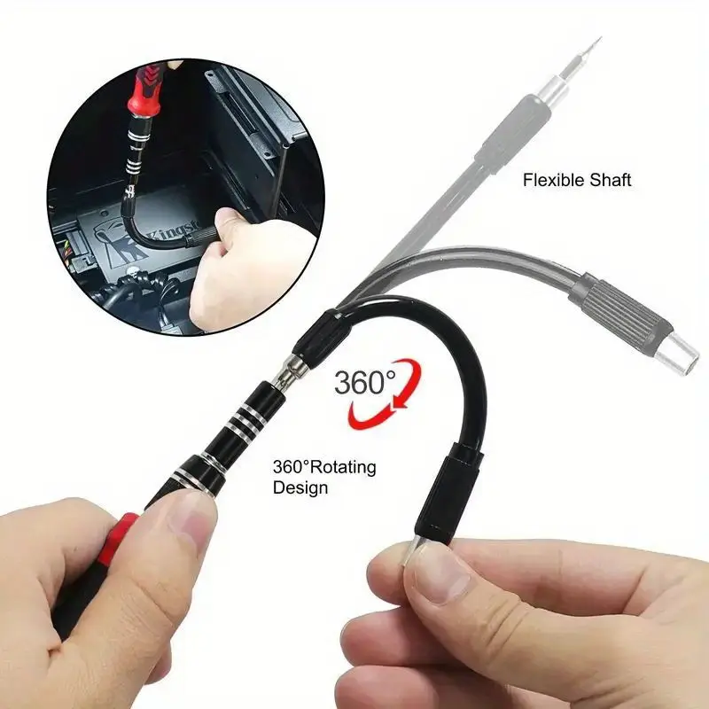 138in 1 precision screwdriver set diy repair tool kit with steel bits for iphone tablet watch camera mini wrench stripped screw extractor magnetic non slip handle tweezers grey red Product details 3
