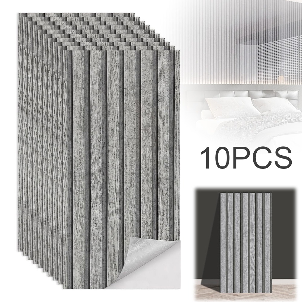 10pcs Gray Self-adhesive Wallpaper Roll | 3d Textured Accent Wall Decor For Bedroom, Living Room, Office | Easy Removable Vinyl Covering By Bedee