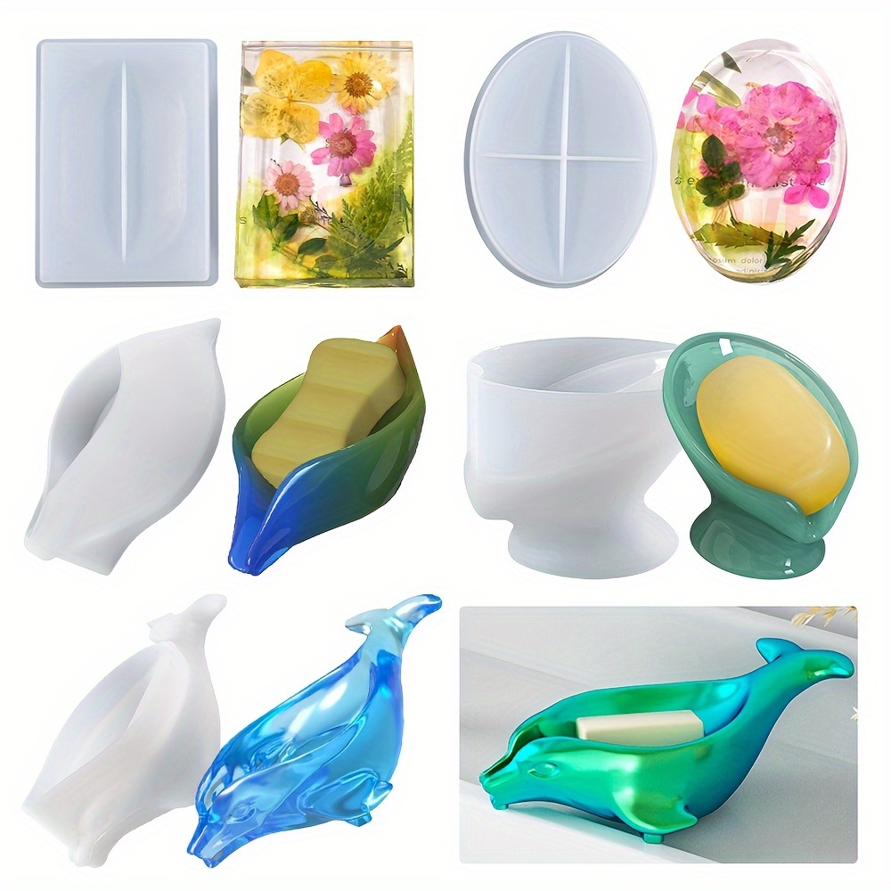 Image of 5pcs Self Draining Soap Holder Resin Mold - Soap Dishes With This Easy-to-use Casting Mold For Creative Soap Making Projects