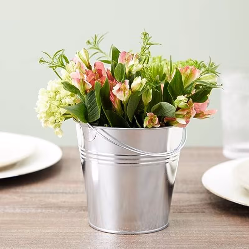 12pcs pack rustic galvanized metal buckets with handles heavy duty small tin pails suitable for party decorations farmhouse decor wedding favors flower pots Product details 2