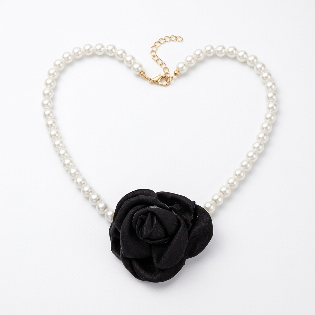 TEMU LXALRY, 1 Collar de Moda para Mujer, Retro Elegante Geométrico Perla con Cadena de Clavícula de Cuentas Hechas a con Flor, Adecuado para Uso