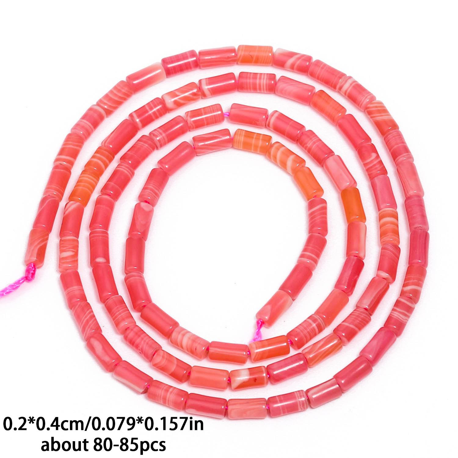 TEMU 2x4mm Natural Stone Cylindrical Rhodochrosite Beads, Exquisite Loose Beads, Suitable For Jewelry Making Bracelets, Necklaces, Earrings Crafts,
