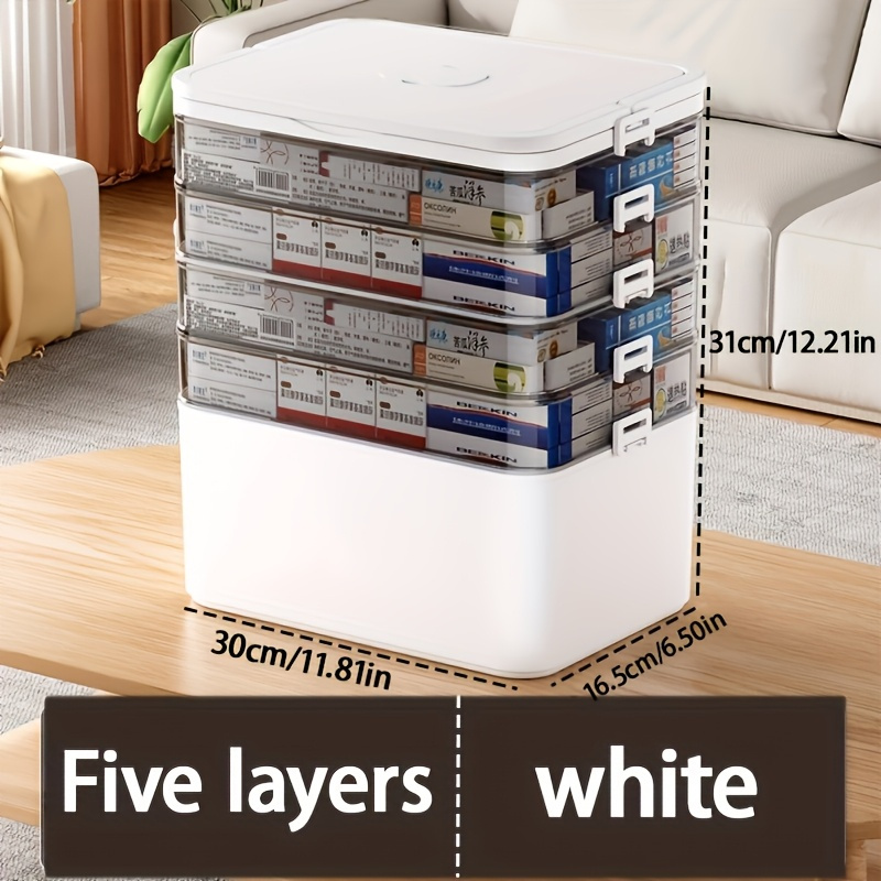 Large Capacity Medicine Storage Box With Handle- Durable, Plastic Storage Box, Suitable For Home And Travel, Bed Under Friendly, For , Medicine Storage Box, Under Bed Storage