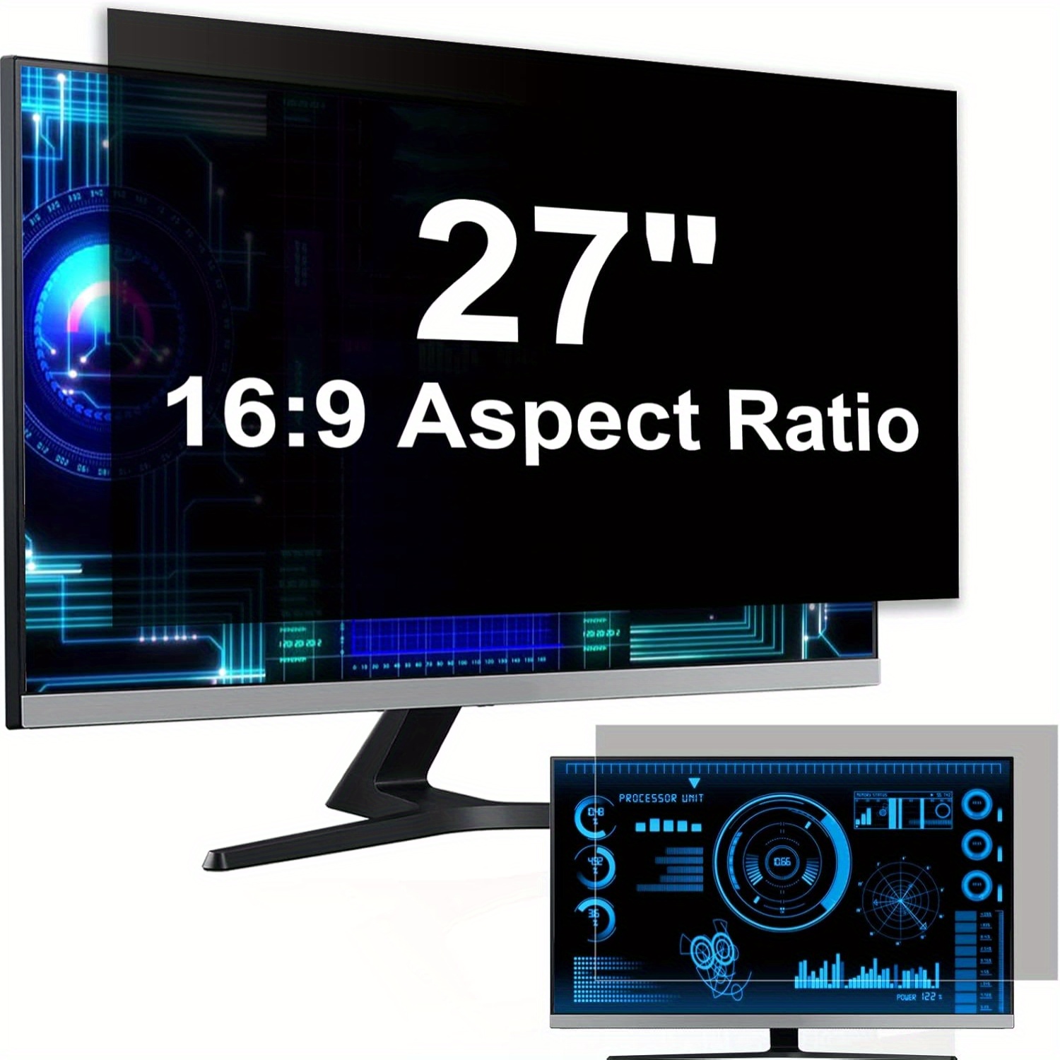 19 Inch Hanging Privacy Screen Filter For Monitor - Anti Glare, Blue Light Filter, Easy Install, 16:10 Widescreen