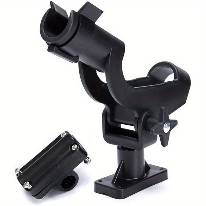 

1pc Adjustable 360° Rotating Fishing Rod Holder - Nylon, Black, With Clamp & Telescopic Arm For Kayak/yacht Boat Fishing, Accessory, Fishing Gear