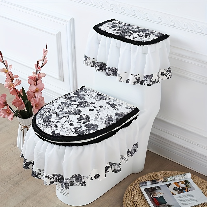 TEMU European- Luxury Toilet 3- Piece Set, Non- Slip All- Season Toilet Seat Cover