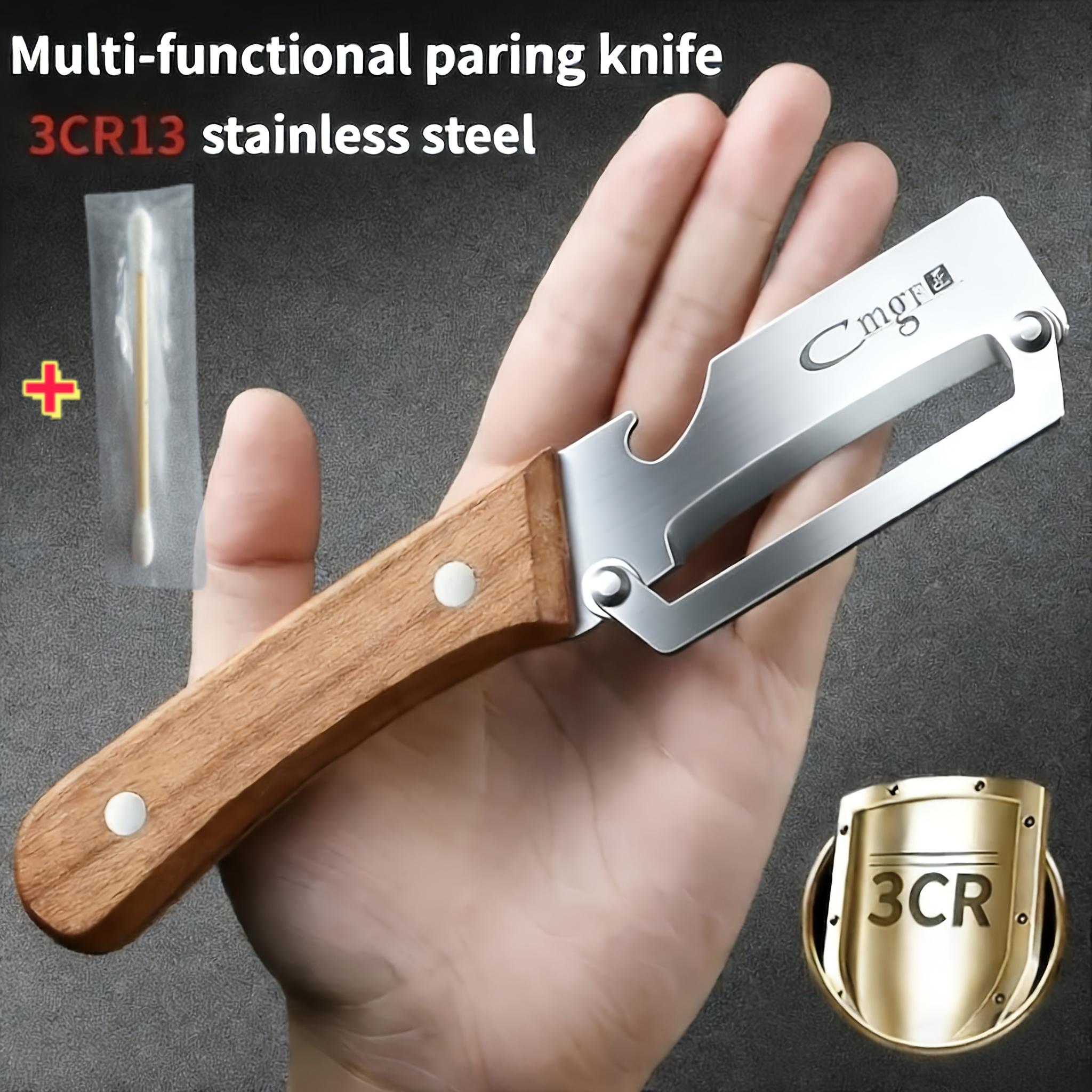 TEMU This Single Pack, Brand New Multi-functional Stainless Steel Peeler And 1pc Cleaning Rod With Solid Wood Handle Is A Must-have Kitchen Tool For