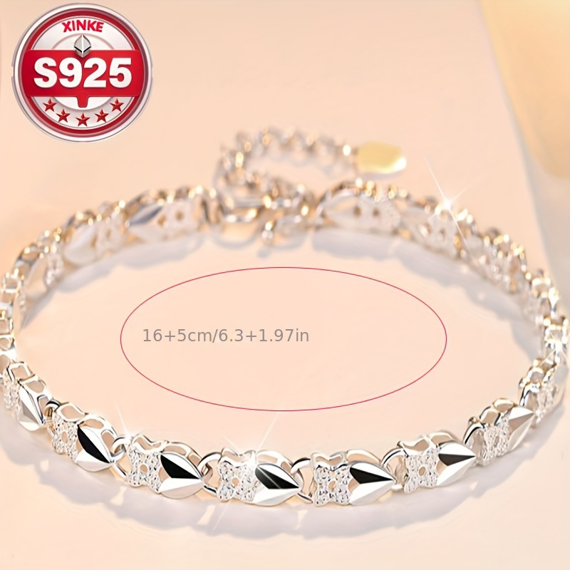 

Elegant 925 Sterling Silver Bracelet - , Suitable For And Valentine's Day Gifts