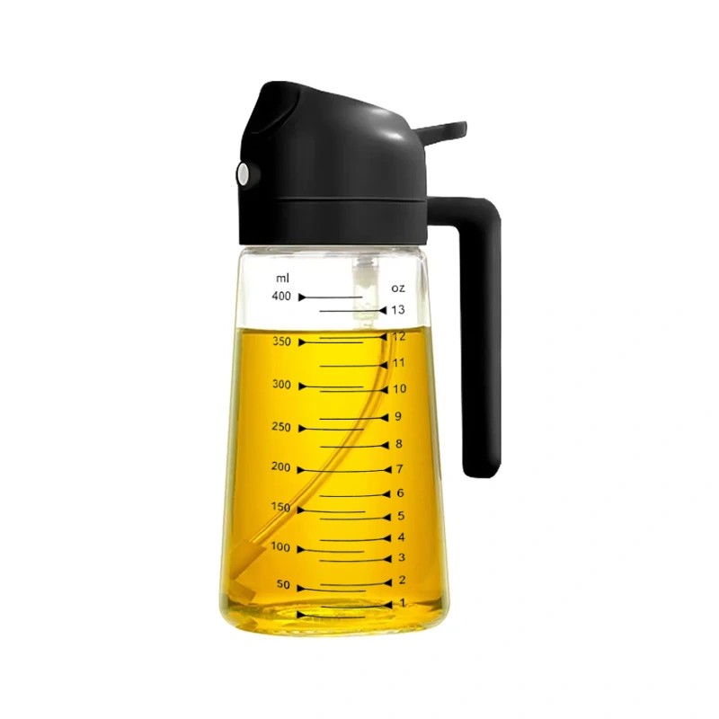 TEMU Bouteille pulvérisateur et distributeur d'huile 2-en-1, 470 ml, vaporisateur d'huile de cuisine en plastique avec bec verseur, grande bouteille