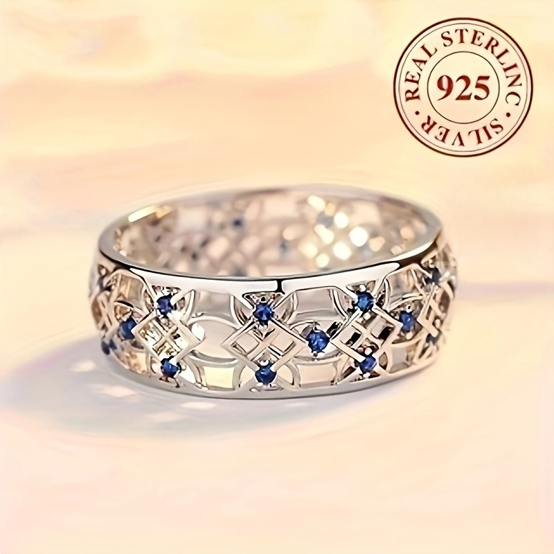 TEMU A Stylish Wedding Made Of 925 Sterling Silver, With Zirconia - An Ideal Present For Everyday Use And Like Valentine's Day, Birthdays, And Celebrations