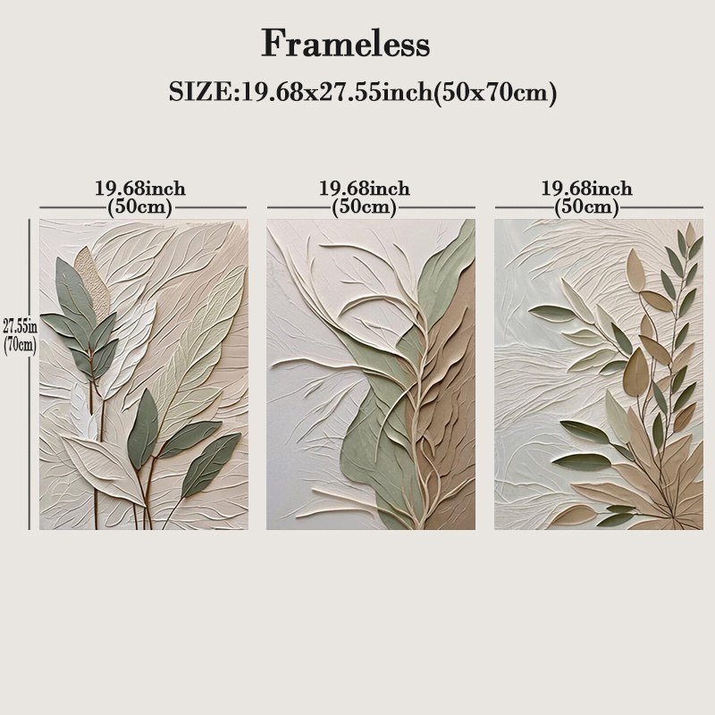 TEMU 2d Flat, 2d Flat, 2d Flat Artwork, 3pcs Modern Minimalist Morandi-colored Vertical Plant Wall Decor Set, Suitable For Living Room, Bedroom,